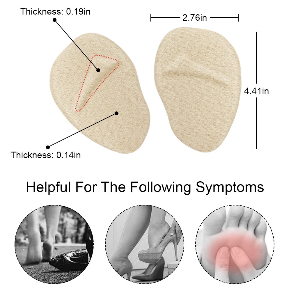 Dr. Foot’s High Heel Pads - Gel Ball of foot Cushions, Metatarsal Pads, Back Heel Shoe Inserts, Heel Snugs, Forefoot and Heel Pain Relief Pad 4 Pairs (Beige)