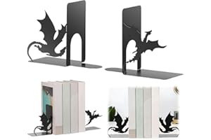 UKQRRTC Cat Metal Bookends, Book Ends, T Structure and Quality Metal Structure, Unique Shape Design for Shelves, Bookshelf, D