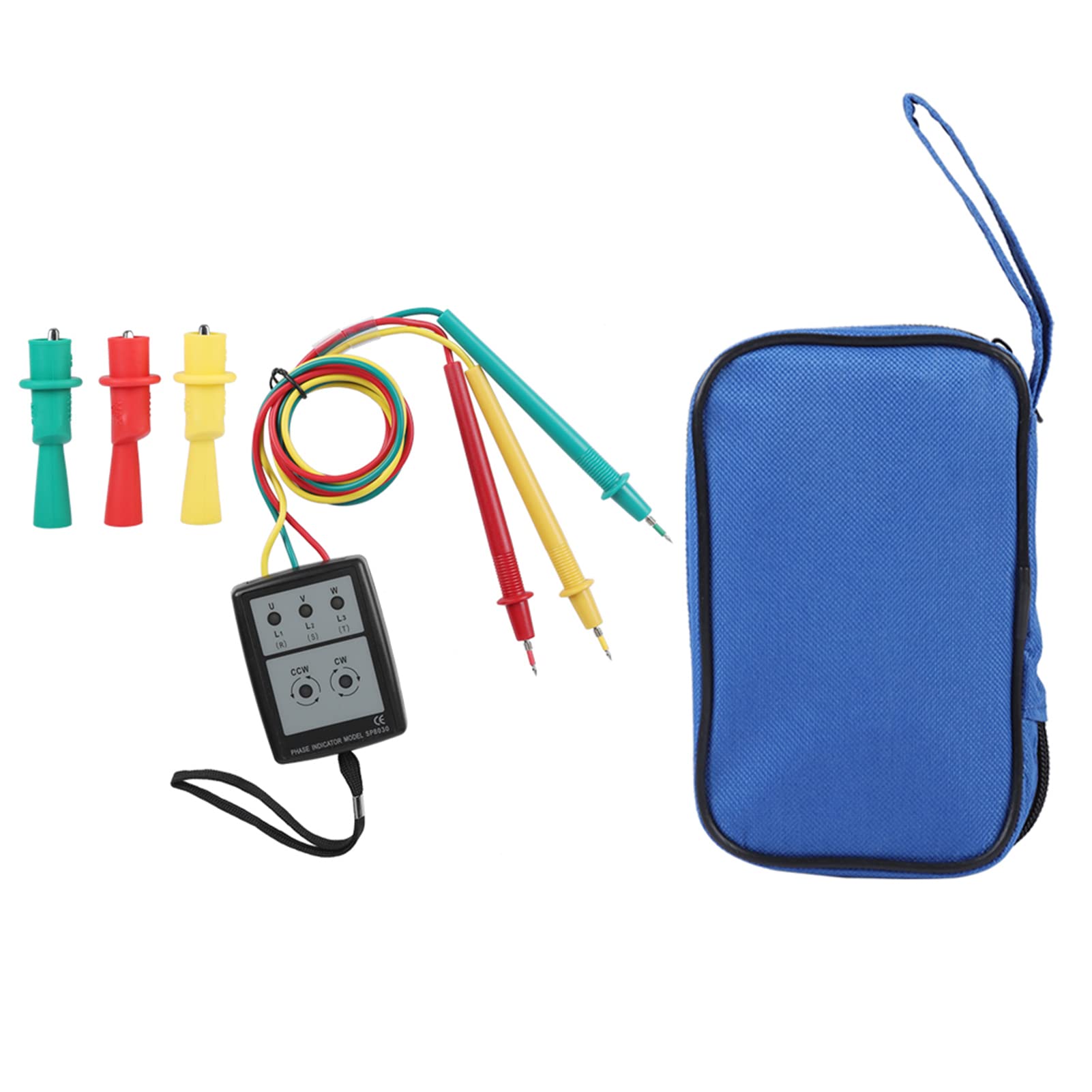 SP8030 3 Phase Sequence Rotation Tester Digital Phase Rotation Indicator LED Buzzer Meter 200 V-480V AC