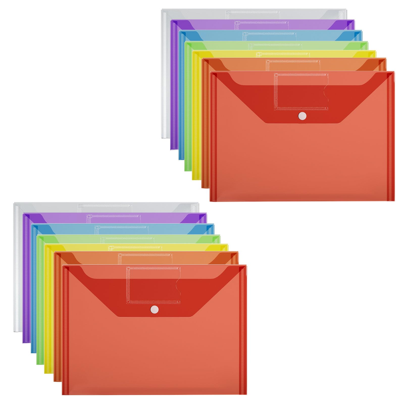 A4 Plastic Wallets - 14 Pack A4 Folders Plastic Wallets Document Files Popper Wallets with Pocket - AVARTEK AVT-STA-COLOURED-14PK