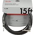 Fender Professional Series Instrument Cable, Guitar Cable, Guitar Accessories, Straight/Angle, Black, 15ft