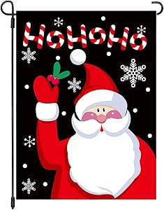 MIDOLO Christmas Burlap Welcome Garden House Flags with Ho Ho Ho Santa for Merry Christmas Holiday Decorations, Indoor/Outdoor Yard Flags, Double-Sided, Gift for Kids Children (Garden Size-12 x 18)