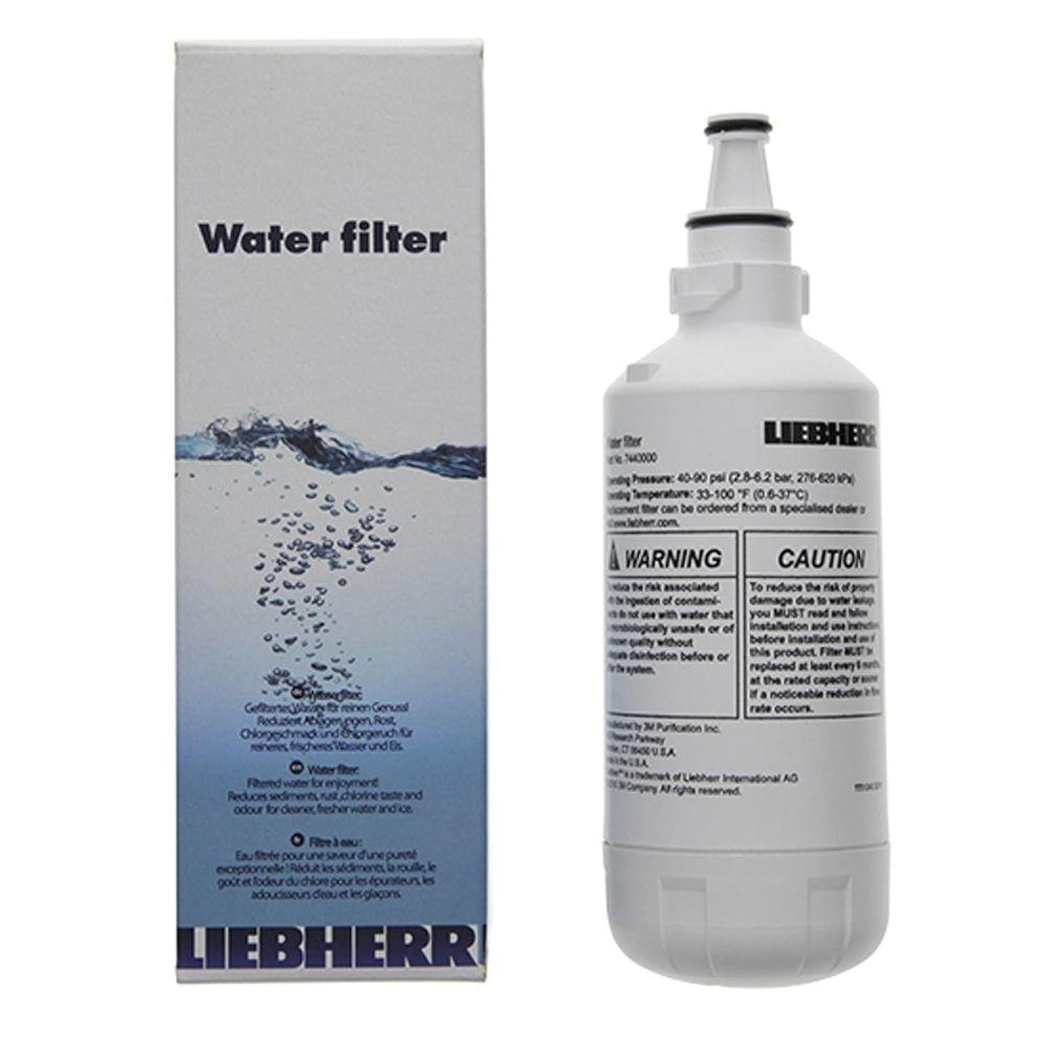 Photo 1 of Liebherr 7440000 and 744000200 Refrigerator Water Filter OEM, white, small