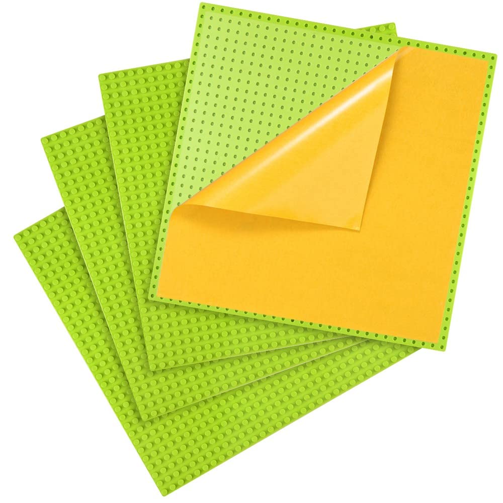 Photo 1 of Peel-and-Stick Baseplates - Self Adhesive Building Brick Plates - Compatible with All Major Brands - 4 Pack - 10 inch x 10 inch (Pea Green)