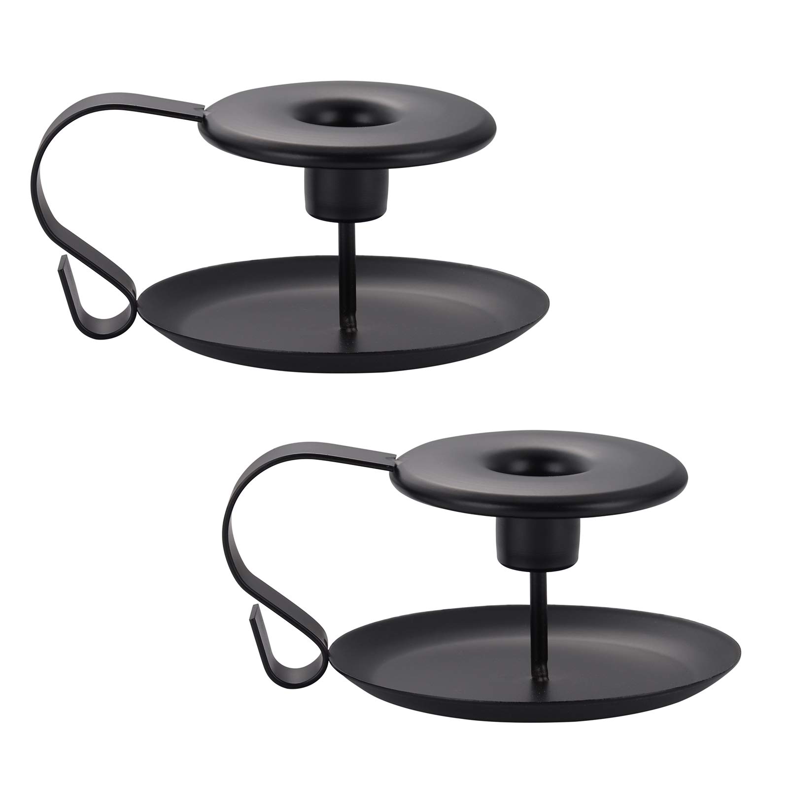 Set of 2 Candle Holders Stand Matte Iron Black Taper Candlestick Holders Table Decorative Candelabra Wedding Dinning Party for 0.98 Inch Candle & LED Candles