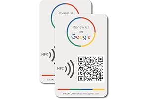 Reusable Review Tap Sticker for Google Reviews - 2-Stickers Pack QR & Tap NFC - Review Us on Google Tap Sticker - iPhone & An