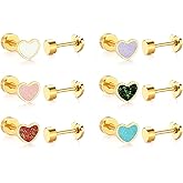 TAIGRAMA Hypoallergenic Screw Back Earrings for GirIs Women, 14K Gold-plated Star Heart Surgical Steel Stud Earrings Flat Back Earrings Hypoallergenic for Sensitive Ears Screw on Back Earring Jewelry Gift
