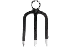 PAIAOJIA Garden Digging Spading Fork, Forged Eye Hoe Fork with Heavy Duty Construction, Traditional Garden Fork Tool, Used to Gardening, Yardwork, Farming, Outdoors, Digging, Planting and Cultivating (3-Tine)