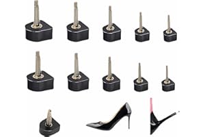 RyanDesign 10 Pairs High Heel Tips Replacement - U/Cap Style, 2.4mm & 3mm Metal Core, 5 Sizes (8-12mm) | Durable Non-Slip Heel Caps for Women's Shoes | Quiet, Quick DIY Installation (Black)