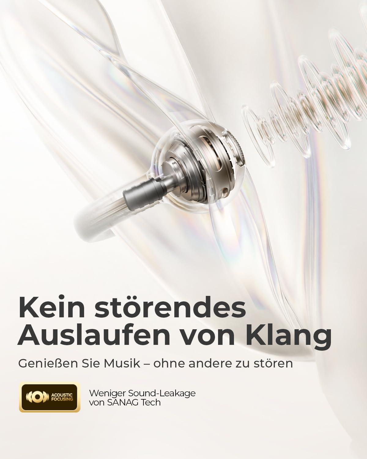 SANAG Open Ear Kopfhörer, Clip on Kopfhörer, Bluetooth 6.0, 42H Spielzeit, IP67 Wasserdicht, ENC Geräuschunterdrückung für Anrufe, Sicherer Halt für Laufen, Radfahren & Wandern 4