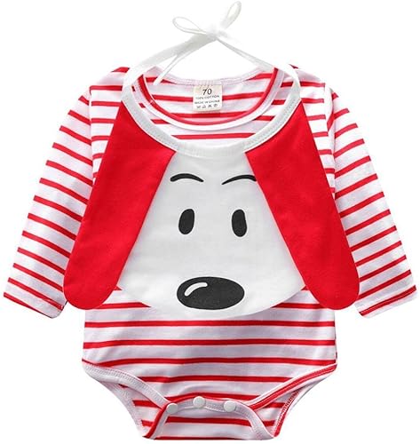 Amazon Kukiwa ベビー服 ロンパース新生児サイズ 長袖犬様式ジャンプスーツ カバーオール 新生児服 長袖 ベビー キッズ 満月 出産祝い プレゼント 90cm 赤 フォーマル
