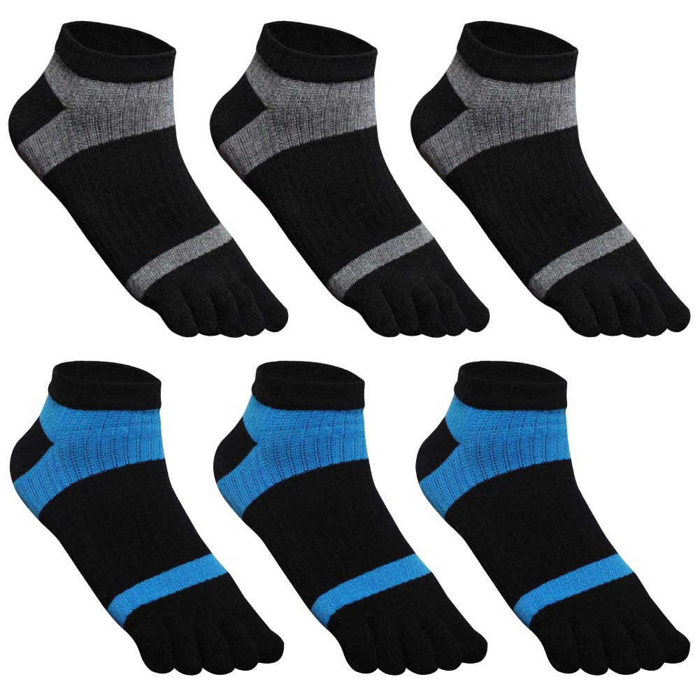 GINZIN 6 Pairs Running Socks for Men - No Show Crew Toe Socks for Runners