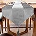 Tassel Table Runner, Wedding Table Runner with Rhinestone Strip Elegant Dining Table Runner Decorative Tapestry for Coffee Table Reception Party Valentine's Day Dinner Banquet, 13x72 Inch Grey