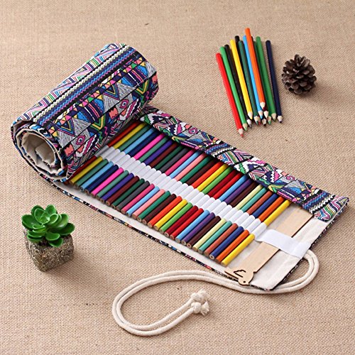 Dofover 108 Slots Colored Pencil Wrap,Travel Drawing Coloring Pencil Roll Pouch Case Holder Organizer - Best Pencil Protective Gear for Artists (Not Included Pencil)