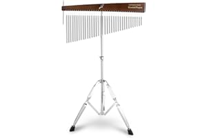 EASTROCK 36 Note Chimes Slant Style Musical Instruments Percussion Instrument European Ash Single-row Chime Bar Chimes Percussion Height-Adjustable Stand Silver