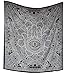 Exclusive Hamsa Hand Branded Tapestry for Goodluck by Raajsee, Gray Indian Mandala Wall Art, Black and White Tapestry, Hippie Wall Hanging, Bohemian Bedspread
