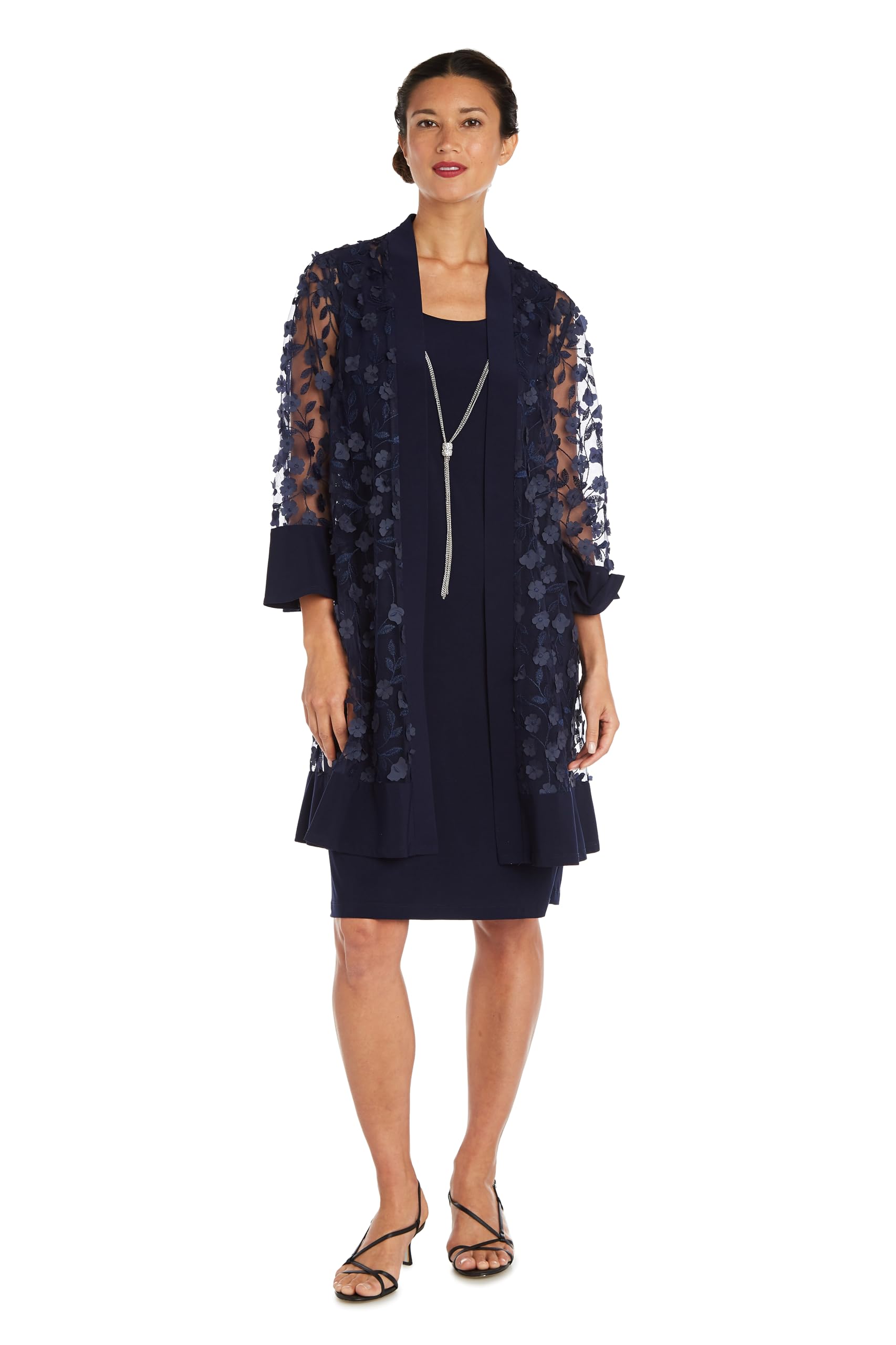 Photo 1 of R&M Richards Women's Formal Floral Printed Jacket Dress, Navy size 16 