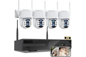 ZHXINSD Wireless Security Camera System, 2K+2K Dual Lens 4PCS PTZ Outdoor Cameras System with 10CH 4K NVR, Home WiFi Security