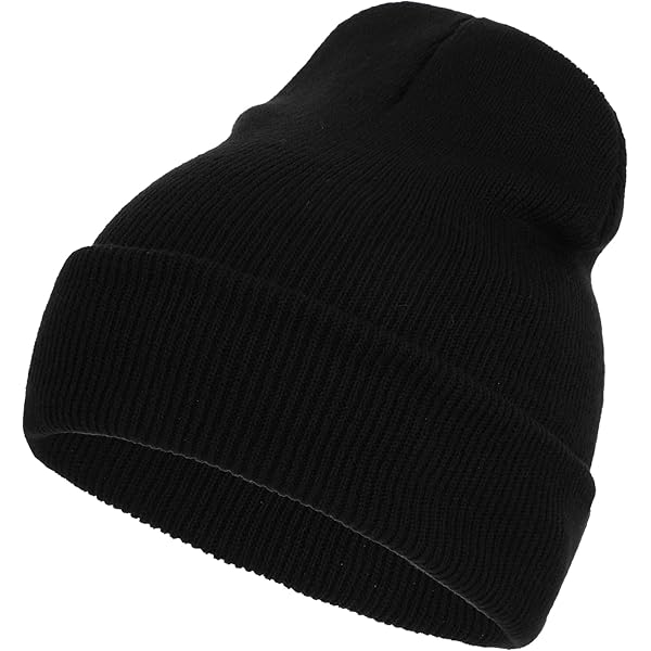 Solid Black OD Radar Wool Billed Visor Beanie Stocking Cap Hat