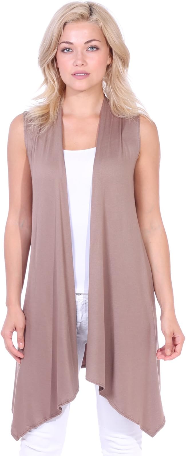 Popana Women’s Casual Sleeveless Long Duster Cardigan Vest Plus Size Made in USA