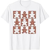 Vintage Christmas Gifts Women Men Gingerbread Retro Checkered Gingerbread Man Distressed Christmas Pajamas T-Shirt