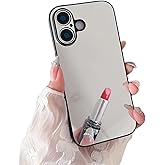 aowner Mirror Case Compatible with iPhone 17 for Girls Women Makeup Cute Glass Glossy Mirror Back Hard Case Clear Soft TPU Bumper Slim Fit Anti-Drop Shockproof Protective Phone Cover-6.3 inch