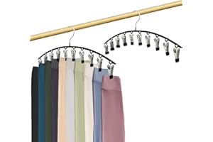 SYLROAL Legging Organizer Closet Organizers and Storage, Pants Hangers Space Saving with 10 Clips, 2 Pack Multi-Function Clothes Hangers for Leggings, Pants, Jeans, Skirts, Hats, Scarves, Socks (Black)