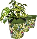 Hum Flowerpots 22cm Set of 3 Indoor Outdoor Plastic Plant Pots Green Butterfly view 5