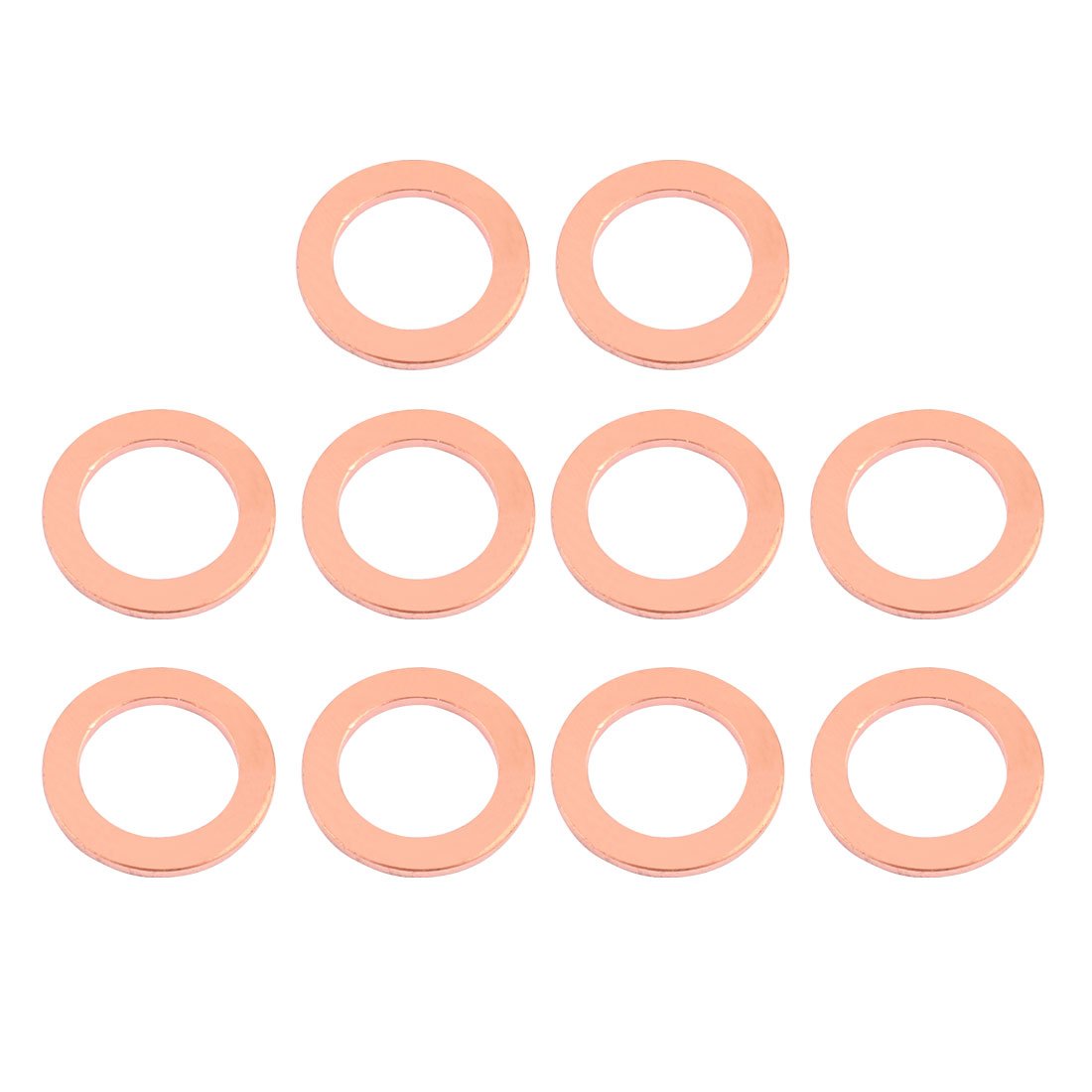 Sourcingmap uxcell10pcs 24mm x 18mm x 2mm Flat Ring Copper Crush Washer Sealing Gasket Fastener