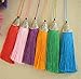Babycola's Mum 18 Colors 10pcs Silky Handmade (2.4'') Soft Fiber Tassels with Antique Silver Cap((Mixed Randomly)