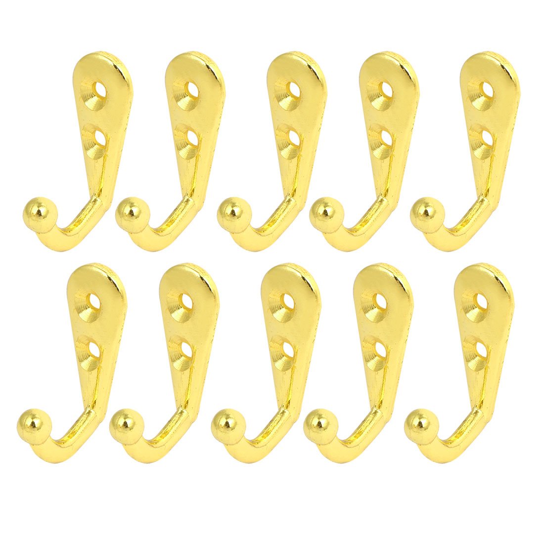 sourcing map Bedroom Robe Coat Hanging Retro Style Single Hanger Hooks Gold Tone 10pcs