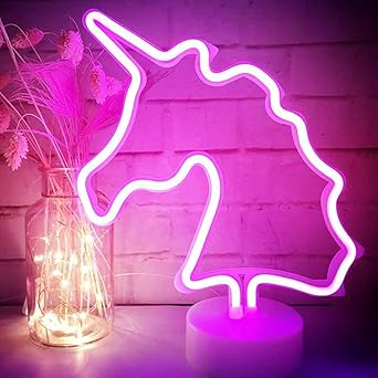 xiyunte pink unicorn night light neon signs with base battery powered unicorn neon light sign children s night lights unicorn lamp decoration for