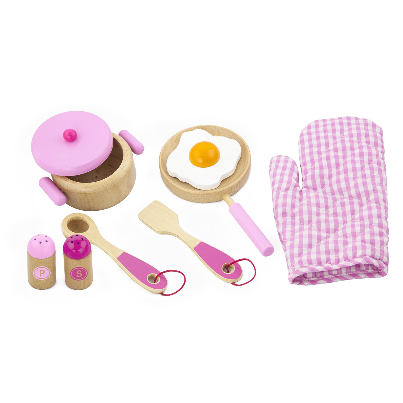 Viga Children's Wooden Kitchen Cooking Set - Pretend Play, Wooden Pots & Pans