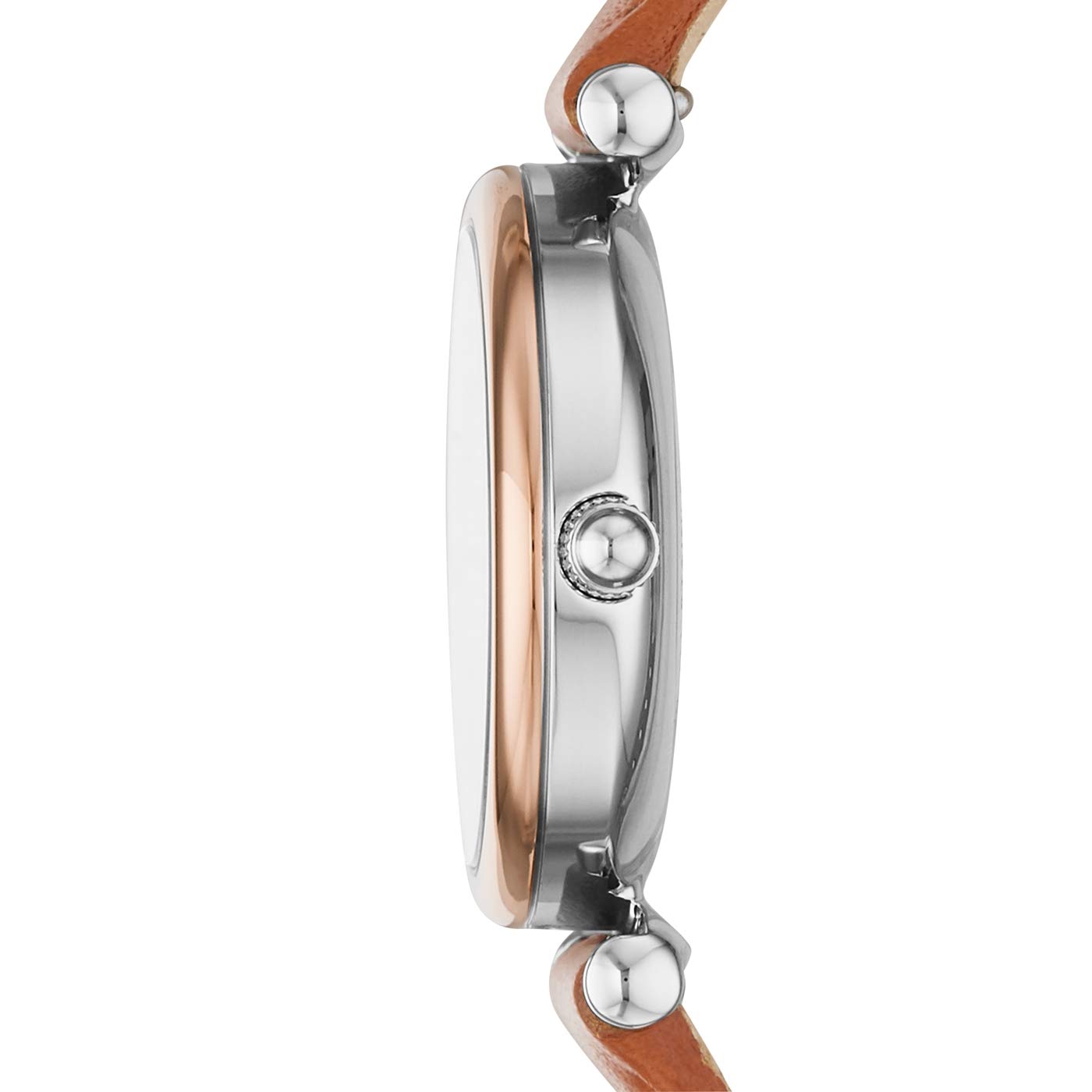 Fossil Damenuhr Carlie Mini, Quarzwerk, 28mm Silbernes Edelstahlgehäuse mit Lederarmband, ES4701