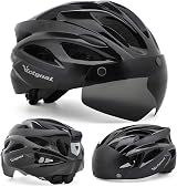 Victgoal Bike Helmet with Detachable Magnetic Goggle Visor LED Light Black view 2
