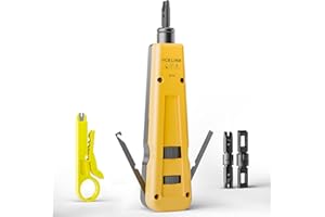 VCELINK Punch Down Tool with 110/66 Blades & Network Cable Stripper, Multifunction Hook Tool for Cat6/Cat5 Keystone Jacks and