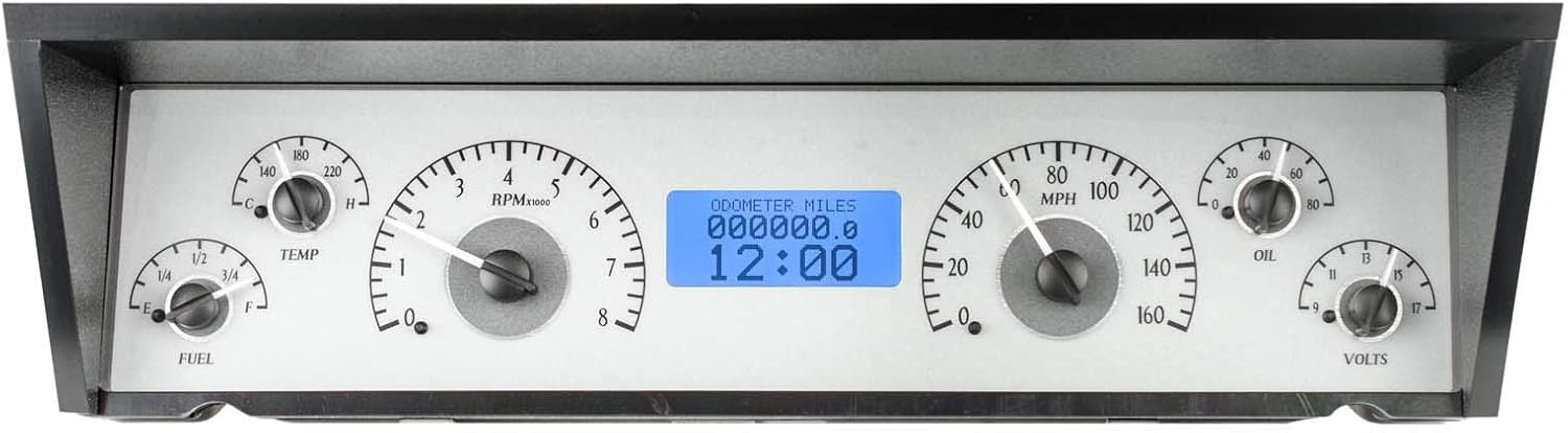 Dakota Digital 77 - 90 Chevy Impala / Caprice VHX Analog Dash System Silver Alloy Blue VHX-77C-CAP-S-B