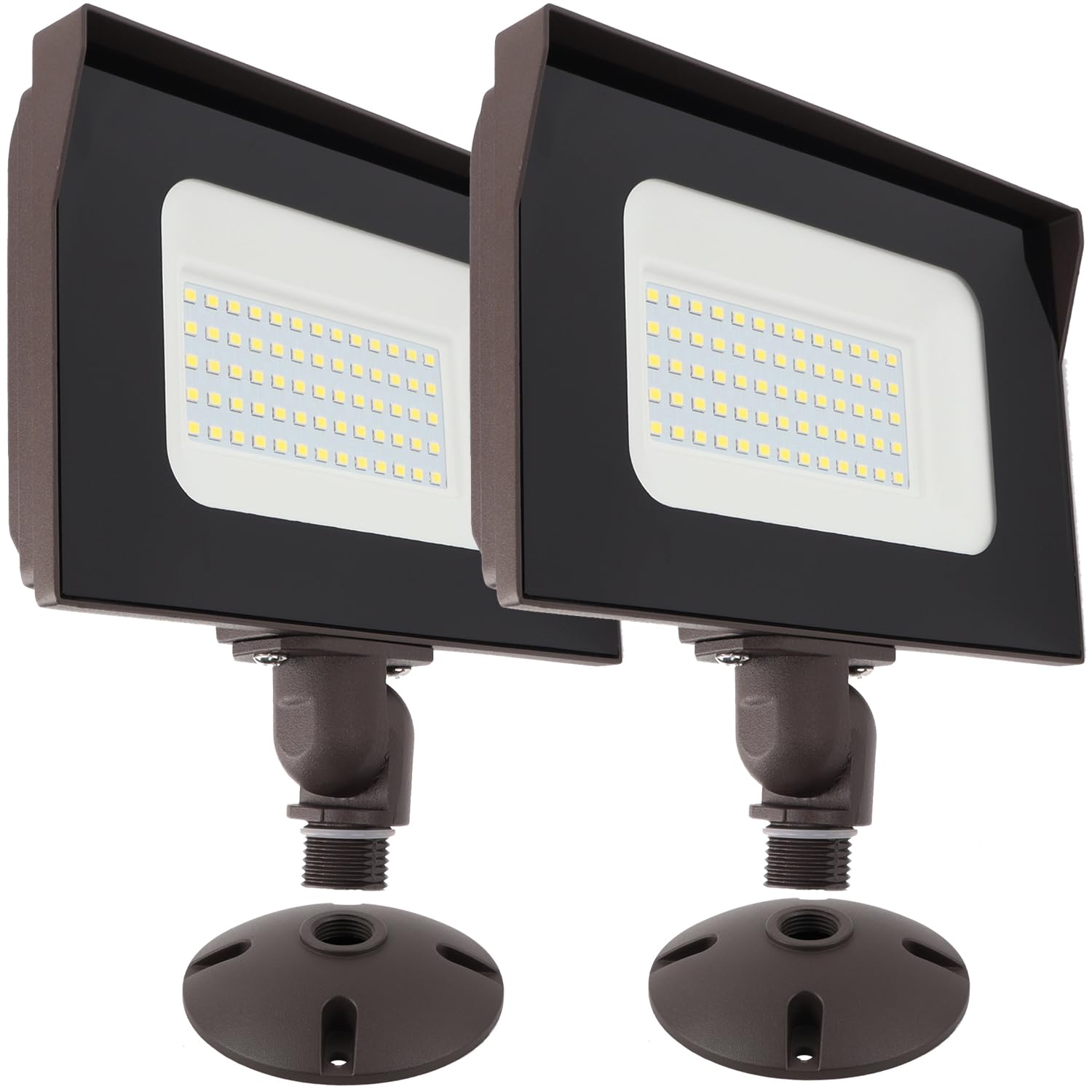 Photo 1 of 2PACK Dusk to Dawn 40W Outdoor LED Flood Light with 1/2" Knuckle Mount (Plate Included), 5000K 5200LM 120V, ETL Waterproof LED Security Flood Lighting for Sign/Flagpole/Tree/Yards/Advertising Boards