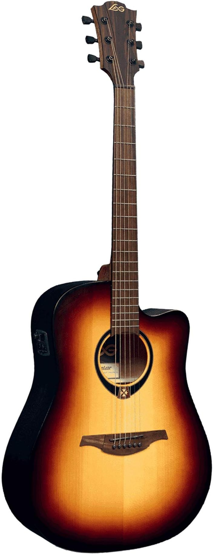 Lag Tramontane 70 Dreadnought Cutaway Solid Canadian Spruce Electro Guitar, 20 Frets, Tropical Khaya Neck, Brownwood Fingerboard, Open-Pore, Brown Sunburst