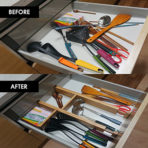 Contento Drawer Organizer Spring Adjustable Expendable Wood