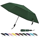 TradMall Travel Umbrella, 42/45 Inches Double Vented Canopy Windproof Automatic Strong Compact Folding Umbrellas for Rain Women and Men