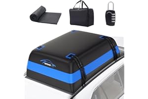 Vetoos 21 Cubic Feet Car Rooftop Cargo Carrier Bag, Soft Roof Top Luggage Bag for All Vechicles with/Without Racks - with Waterproof Zip, Anti-Slip Mat, Door Hooks, Luggage Lock, Storage Bag