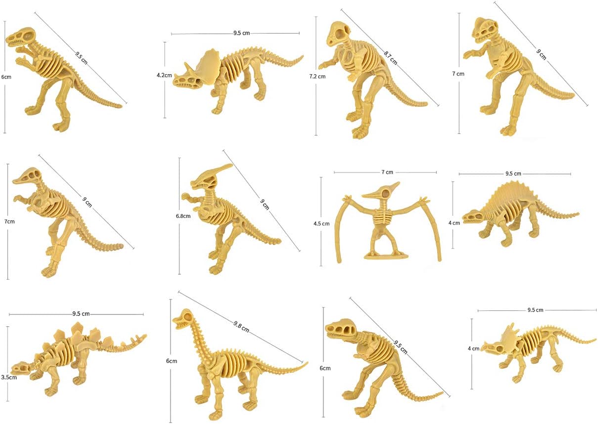 SCSpecial 12 Pieces Dinosaur Fossils for Kids Assorted Dino Bones Skeleton Toy Figures PVC Made for Science Play Rewards Dino Sand Dig Party Favor - Image 3