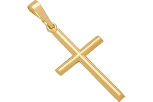 MAZZERI 14k Gold Cross Pendant, Hypoallergenic Gold Religious Charms for Men and Women, Handcrafted in the USA - Classic Tube Cross (1.25 Inches)