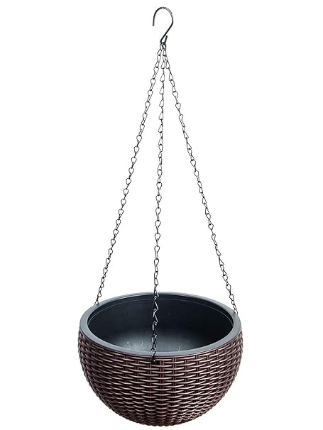 Ad Fresh Dual-pots Design Hanging Basket Planters Self-Watering Indoor Outdoor Plant & Flower Hanging Pots with Drainer and Chain