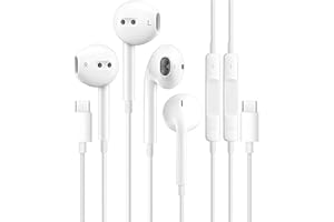 ZETUTI 2 Packs USB C Headphones for iPhone 16 15 Earbuds with Microphone & Volume Control HiFi Stereo Type C Earphones for Galaxy S23/S22/S21/S20/Ultra Note 10/20, for iPad Pro Pixel 7/6/6a/5/4 OnePlus 9 8