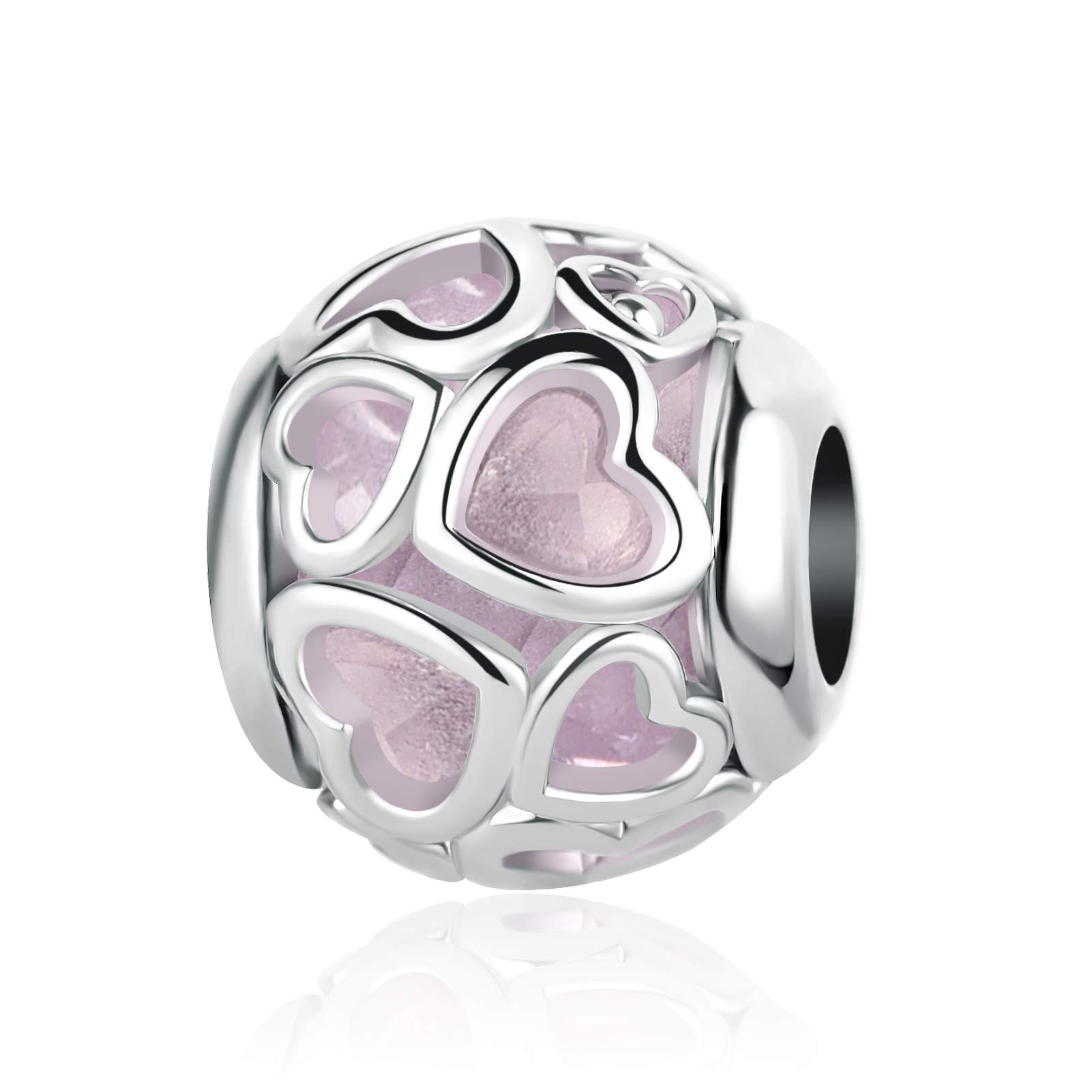 SBI Jewelry Infinity Love Crystal Pink Heart Charm for Bracelet Daughter Best Friend Wife Bead Birthday Anniversary Compatible with Pandora Charm Bracelet