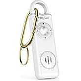 TECKNET Rechargeable Personal Safety Alarm for Women, 130dB Self Defense Keychain Alarm with SOS Strobe Light, Low Battery Notice, Loud Siren Safety Keychain for Girls Kids Elderly - White