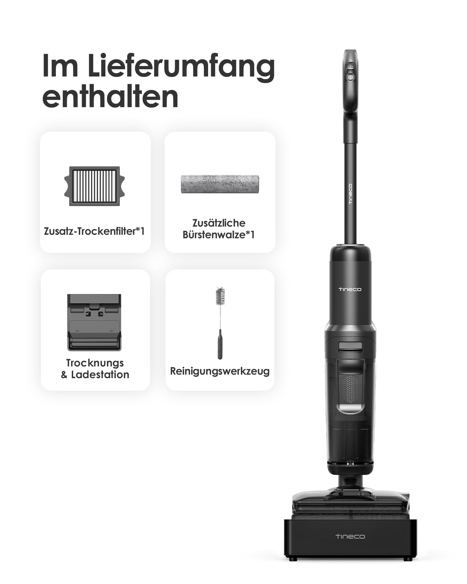 Tineco FLOOR ONE S7 Stretch Steam Nass Trockensauger 160 °C HyperSteam Dampfreiniger, 80 Min Laufzeit, DualBlock Anti-Tangle, FlashDry Selbstreinigung, Dreiseitige Kantenreinigung, hartnäckige Flecken 9