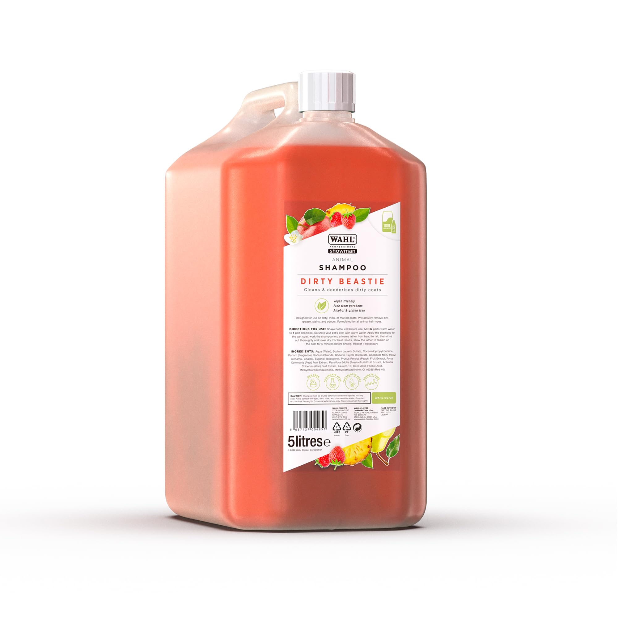 Wahl Dirty Beastie 5L Animal Shampoo, 32:1 Concentrate for Deep Cleaning Thick, Matted or Dirty Coats, Removes Dirt, Grease, Stains and Odours, Professional Grooming Formula for All Coat Types